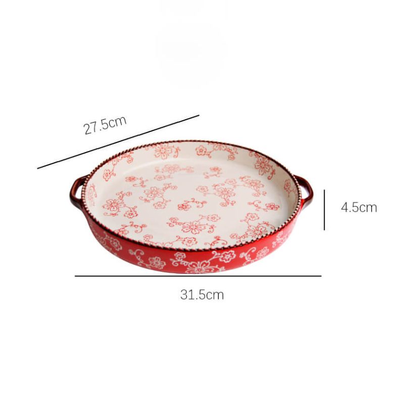 Handpainted Cherry Blossom Ceramic Baking Pan - Image 8