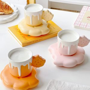 Spring Biscuit Ceramic Cup And Saucer