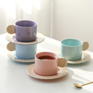 Spring Biscuit Ceramic Cup With Saucer