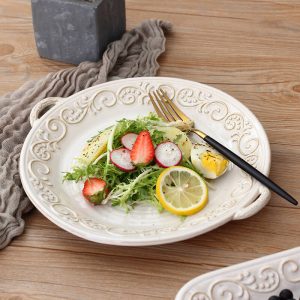 Vintage Embossed Ceramic Dinner Plate